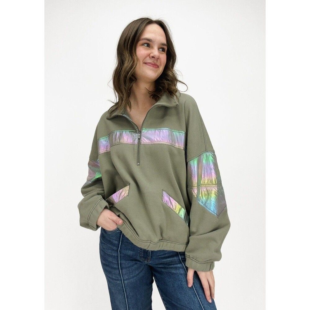 Free People FP Movement Away We Go Half Zip Pullover Top Sweatshirt L New 283043